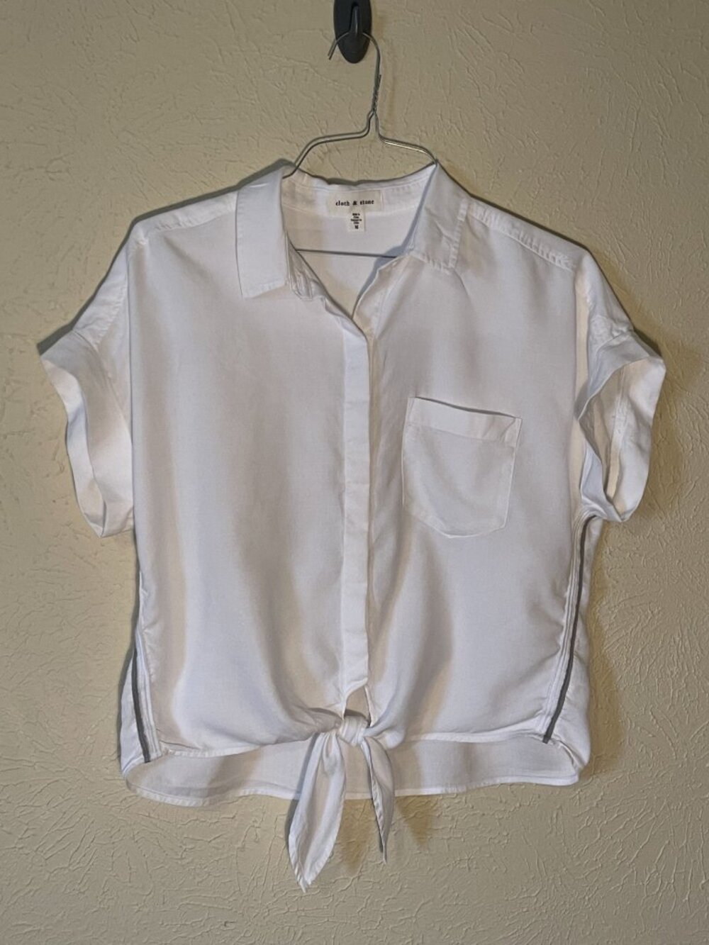 Cloth & Stone White Front Tie button-up Shirt, Size M